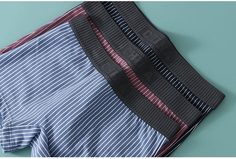 Striped Cotton Boyshorts (3-Pack) – Mid-Rise Breathable Seamless Underwear
