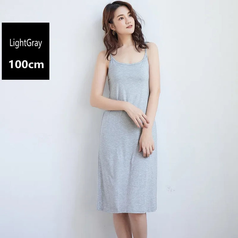 Elegant Modal Full Slip Dress Sleeveless Camisole Inner Dress