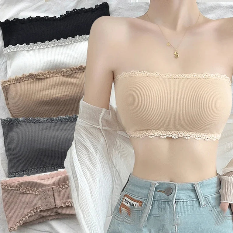 Summer Strapless Seamless Bra – Breathable Lace Chest Wrap