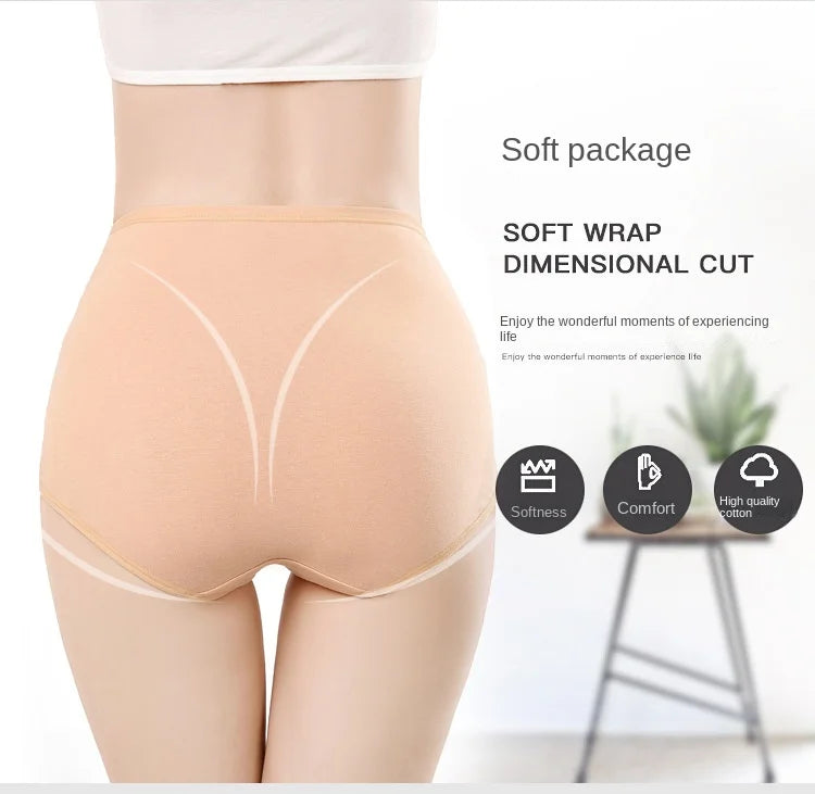 4-Pack Cotton Panties | High-Waist Abdominal Shaper