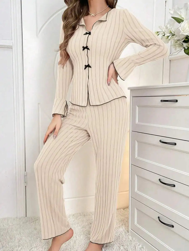 Women’s Knit Pajama Set | Long Sleeve & Ankle Length Pants