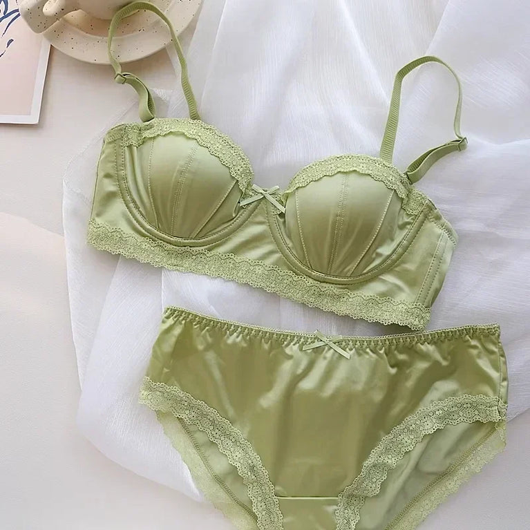 Luxury Satin Deep V Bra | Soft Steel-Free Push-Up Lingerie