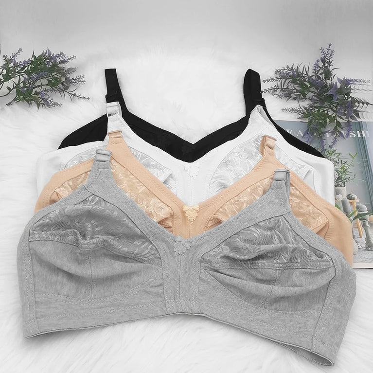 Bamboo Fiber Wireless Bra – Full Coverage Lace Comfort