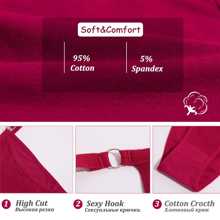 Seamless Cotton Bikini Briefs (6-Pack) – Low-Rise Adjustable Brazilian Panties