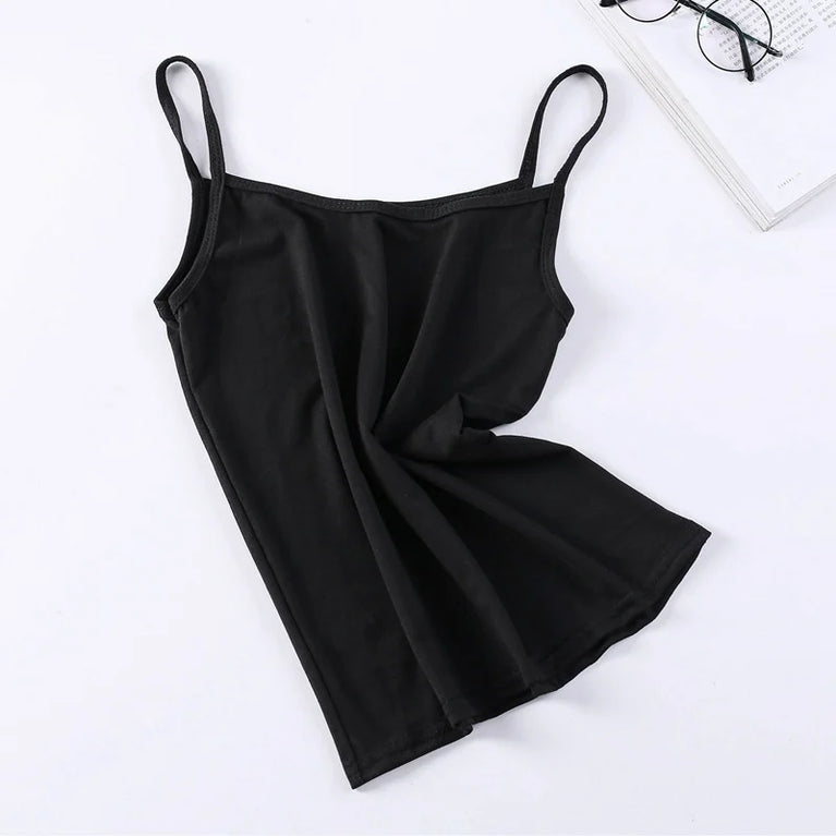 Women's Solid Color Sleeveless Slim Camisole Short Tops Vest
