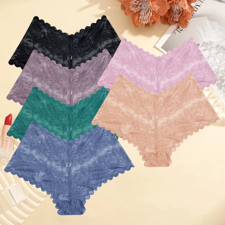 6pc Floral Lace Boyshorts | Sexy Low-Waist Briefs