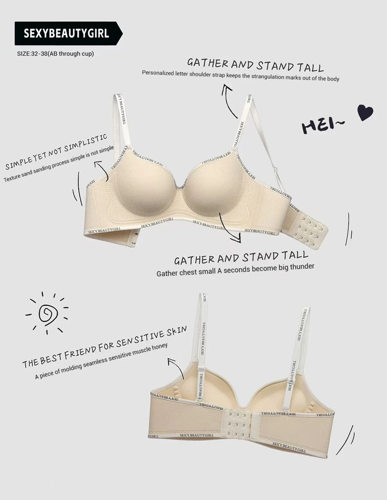 All Of Me Letter Strap Push-Up Bra | Wireless Plunge Support