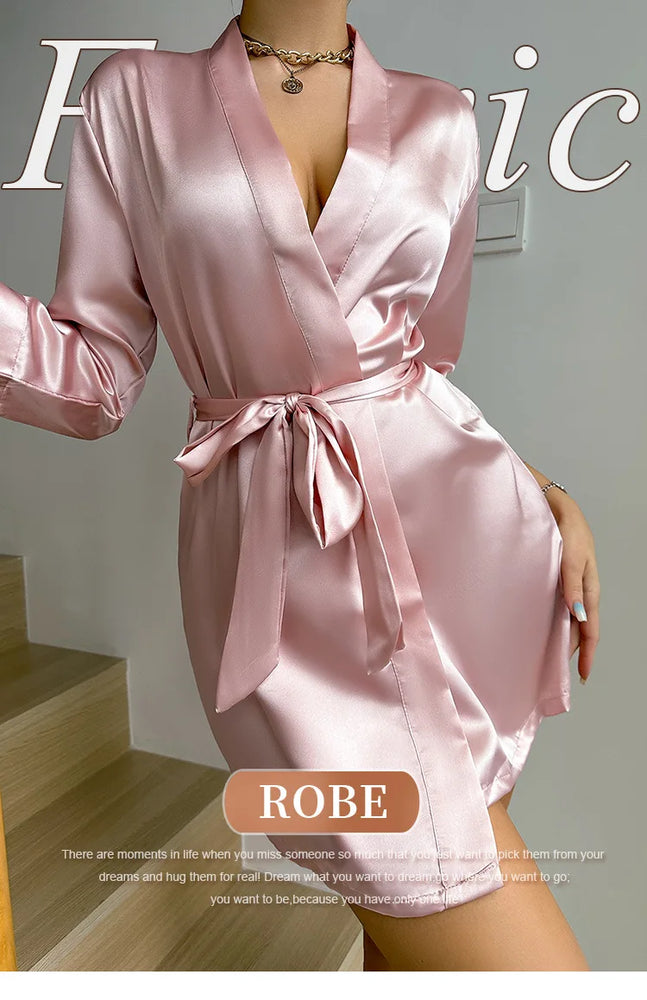 Short Silky Satin Robe | Bride & Bridesmaid Bathrobe