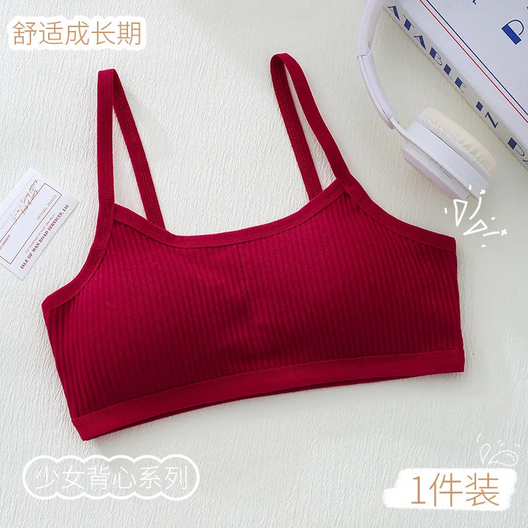 Ribbed Cotton Training Bra | Soft Girls' Sports Vest