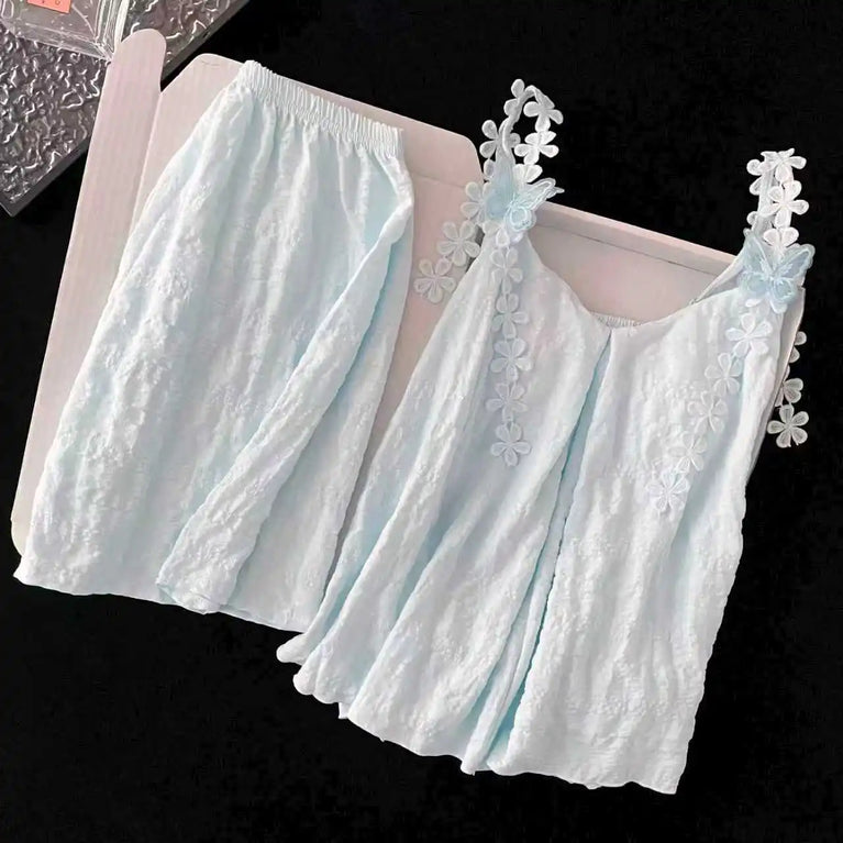 Women’s Sexy V-Neck Pajama Set | Summer Sleeveless Nightwear