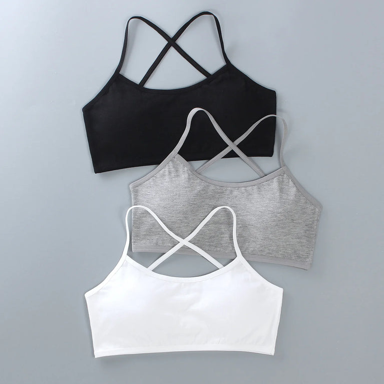 3-Pack Cotton Training Bras | Soft Teen First Camisole