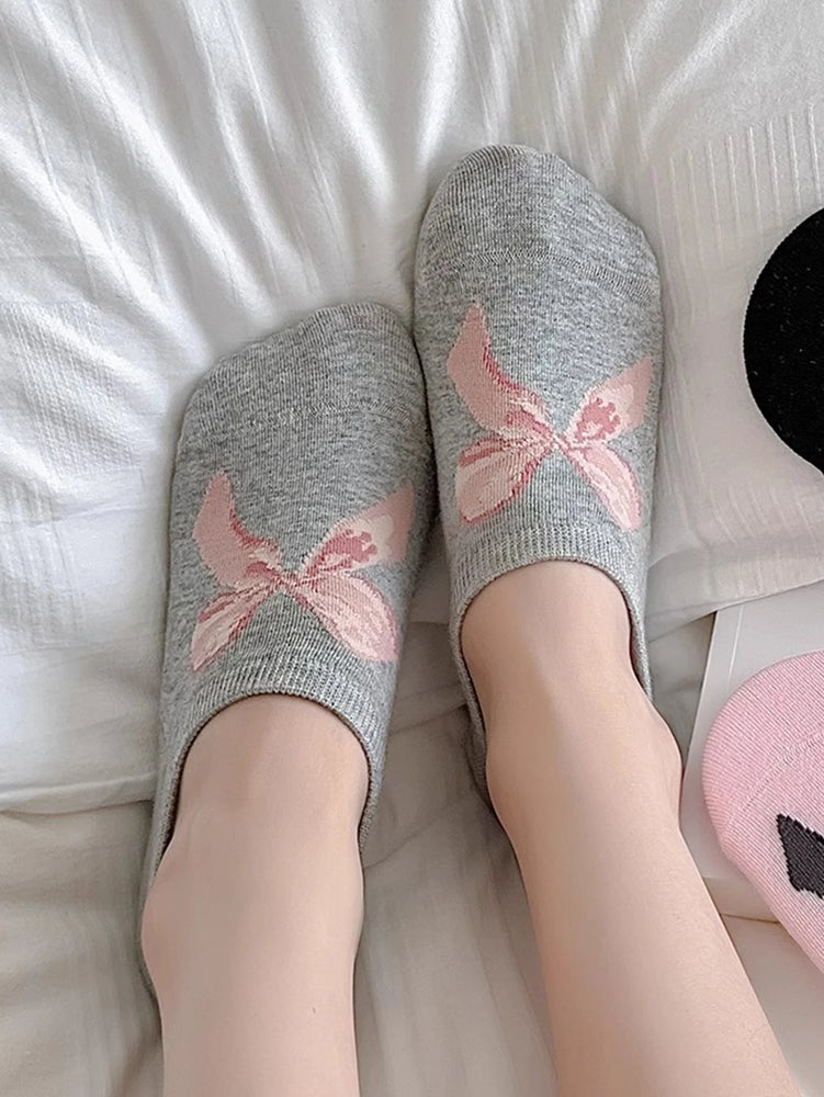 Women’s Invisible Boat Socks Non-Slip Bow Ankle Sock Slippers