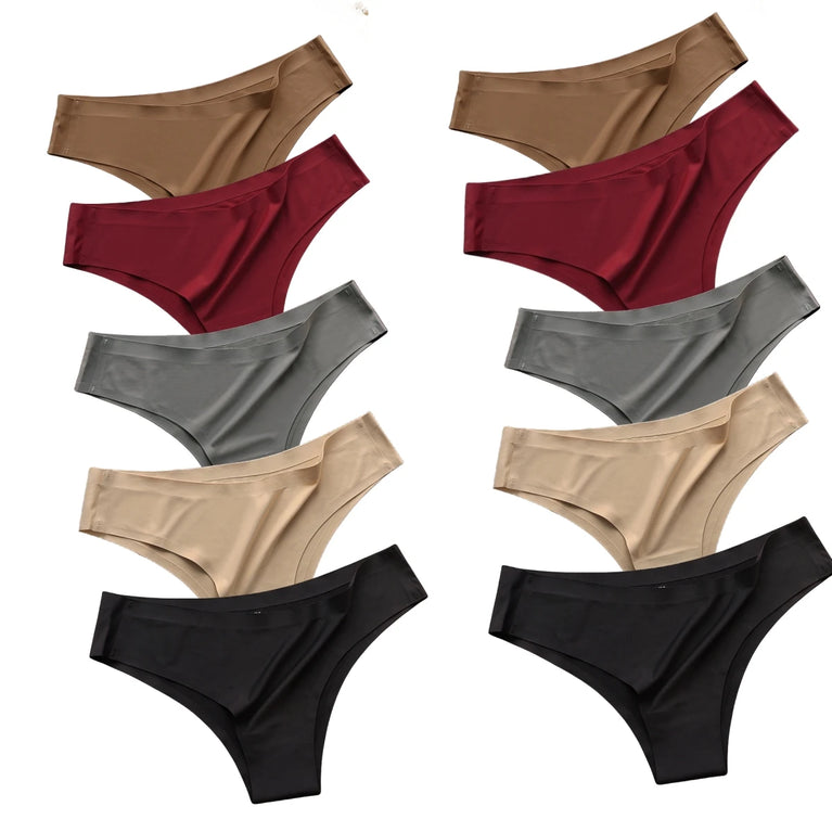 Seamless Ice Silk Briefs (10-Pack) – Low-Rise Ultra-Thin Performance Panties