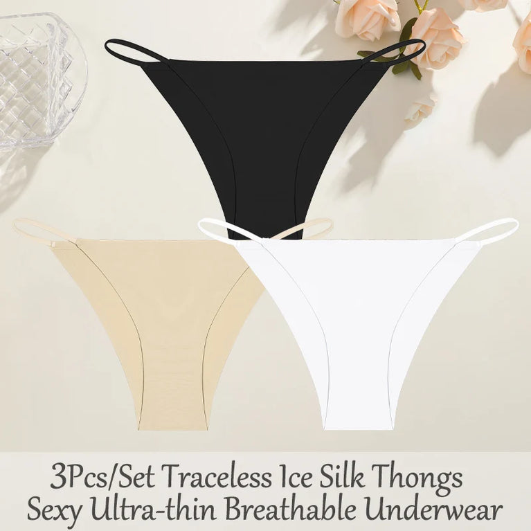 3pc Bikini Set | Low-Waist Traceless Brazilian Briefs