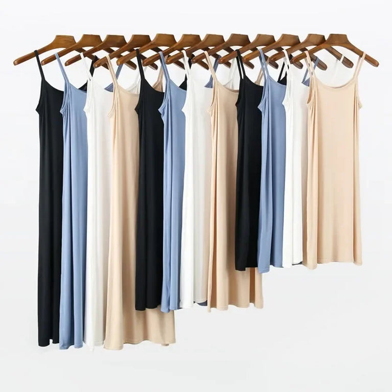 Elegant Modal Full Slip Dress Sleeveless Camisole Inner Dress