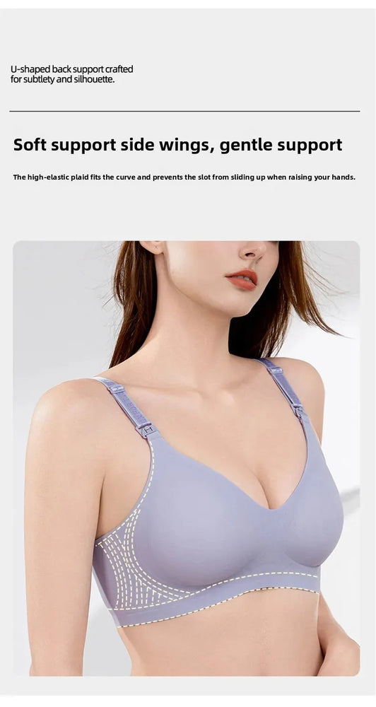 Seamless Letter-Strap Nursing Bra | Anti-Sagging Summer Fit