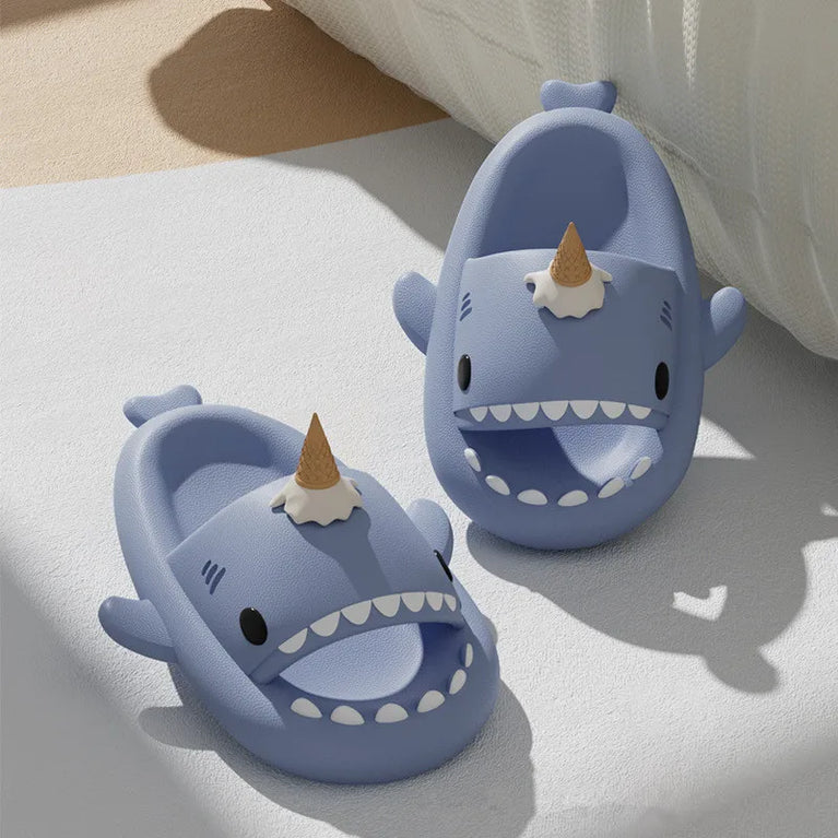 Glow-in-the-Dark Shark Slides | Thick Platform Summer Mules