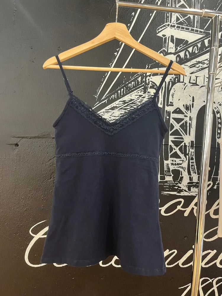 Vintage Lace Patchwork Tank Top | Sweet Y2K Summer Camisole