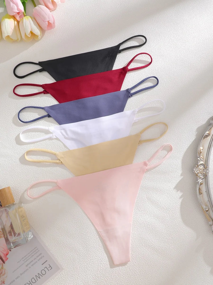 7-Pcs Traceless Ice Silk Thongs – Ultra-Thin Breathable Low-Rise G-String Set for Women