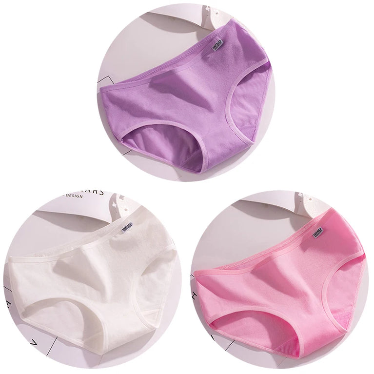 3pc Pure Cotton Briefs | Skin-Friendly Mid-Rise Comfort Set
