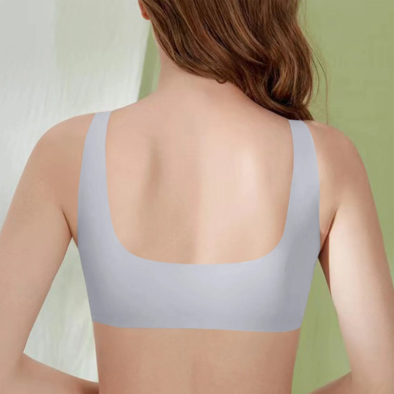 Lace Front-Buckle Vest Bra – Seamless Wireless "Gather" Support