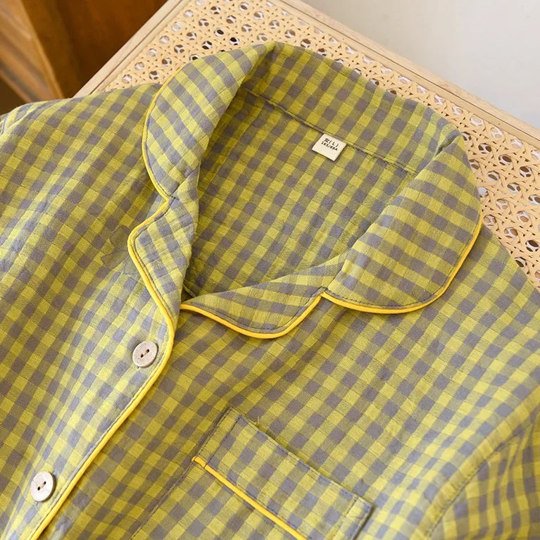 Women’s Cotton Plaid Pajamas | Pink & Green Checkered Set