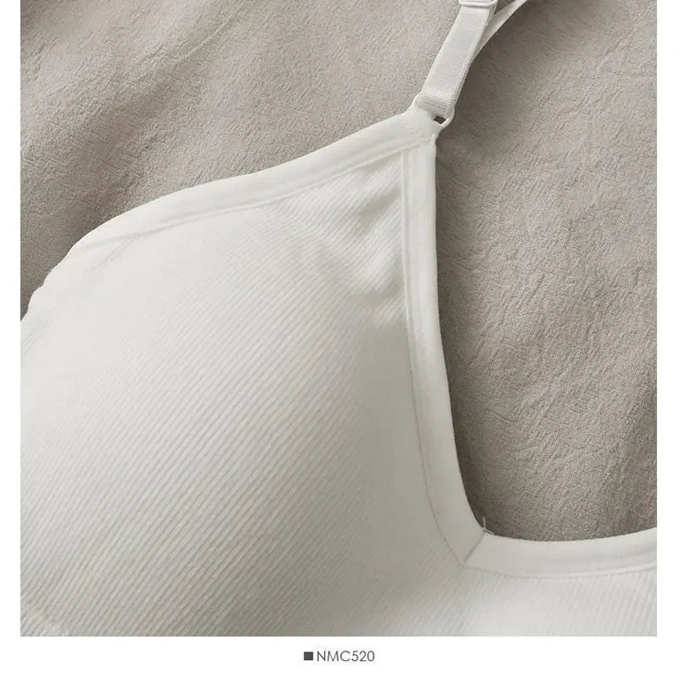 Built-in Bra Sexy Tank Top | Seamless Off-Shoulder Crop Cami