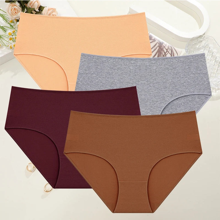 Comfort Cotton Panties (4-Pack) – Mid-Rise Seamless Breathable Briefs