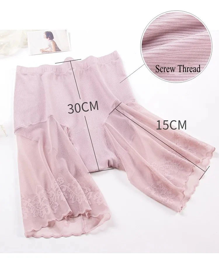 Plus Size Lace Trim Safety Shorts | Anti-Chafing Seamless Underwear