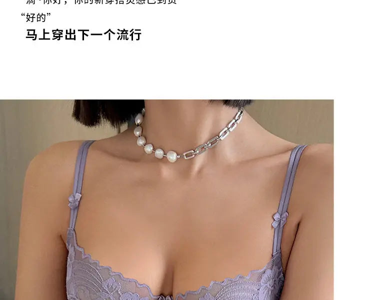 French Gathering Lace Bra Set | Seamless Purple & White Duo