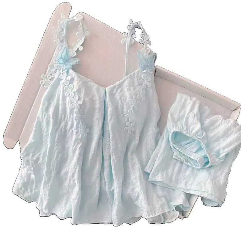 Women’s Sexy V-Neck Pajama Set | Summer Sleeveless Nightwear