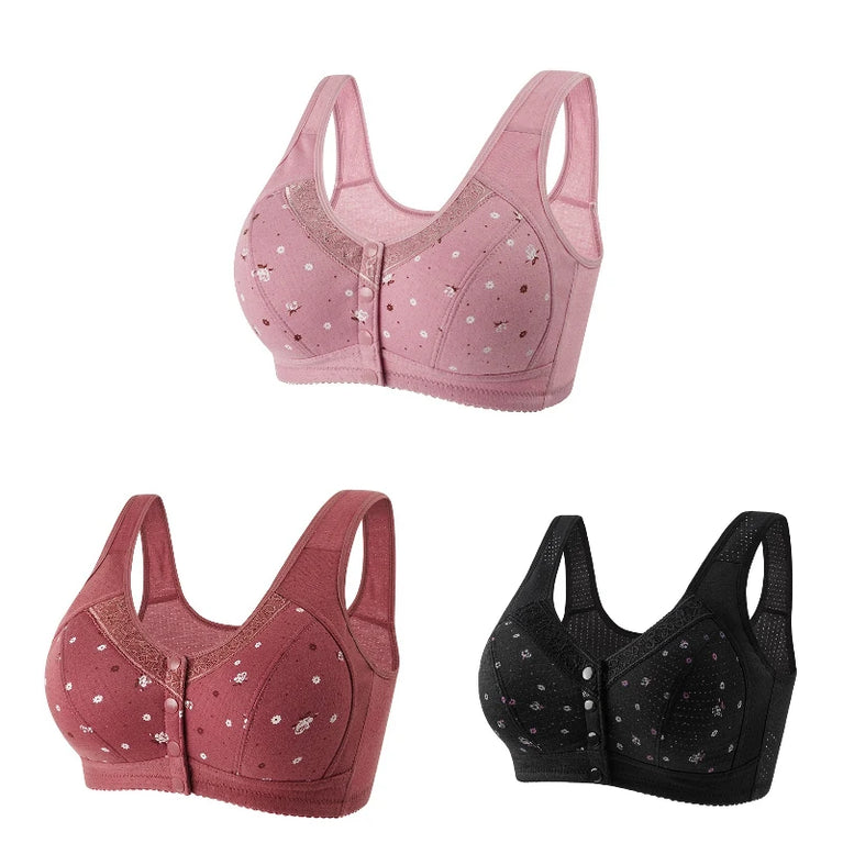 Front-Closure Seamless Bra Set – Wireless Sexy Lace Support