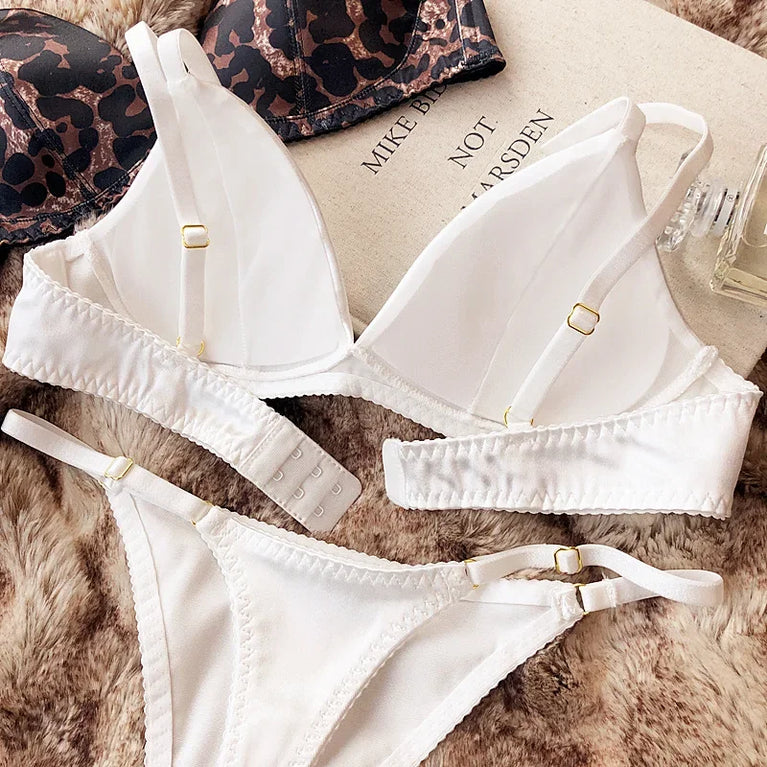 Leopard Print Push Up Bra & Brief Set – Sexy Wire-Free Lingerie