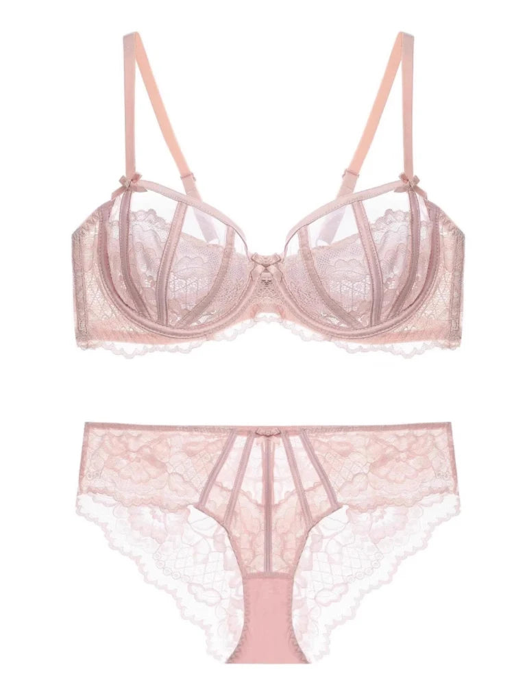 French Floral Lace Bra Set | Ultra-Thin Underwire Minimiser