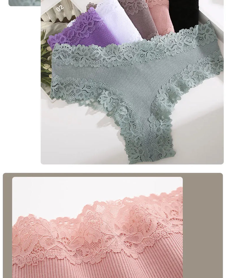 Lace-Trim Cotton Bikini – Low-Rise Comfort Knickers