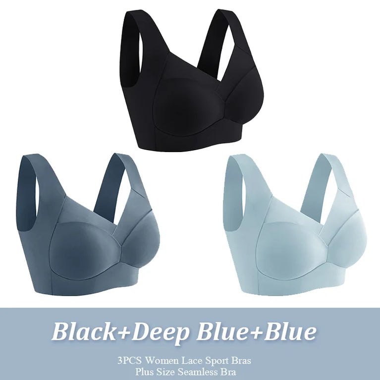 Seamless Lace Sport Bra – Wireless Push-Up Comfort