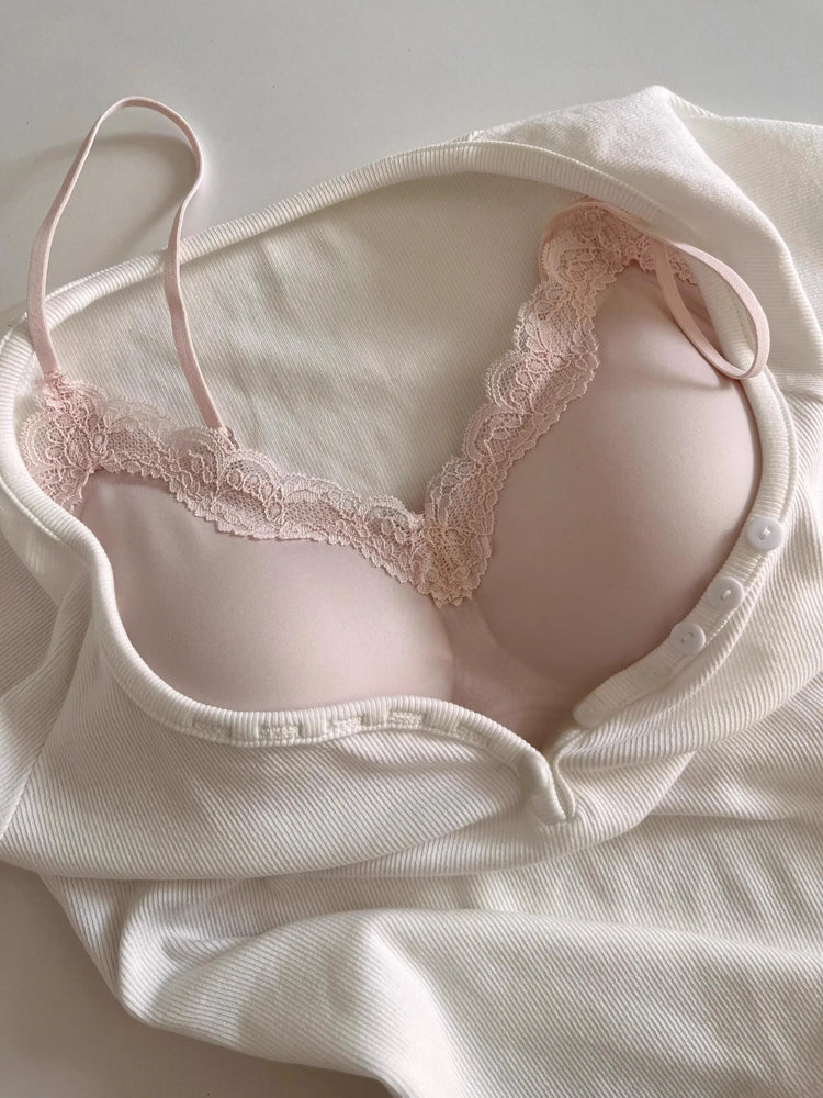 Pure Desire Sexy Lace Bralette | Seamless Gathered V-Neck