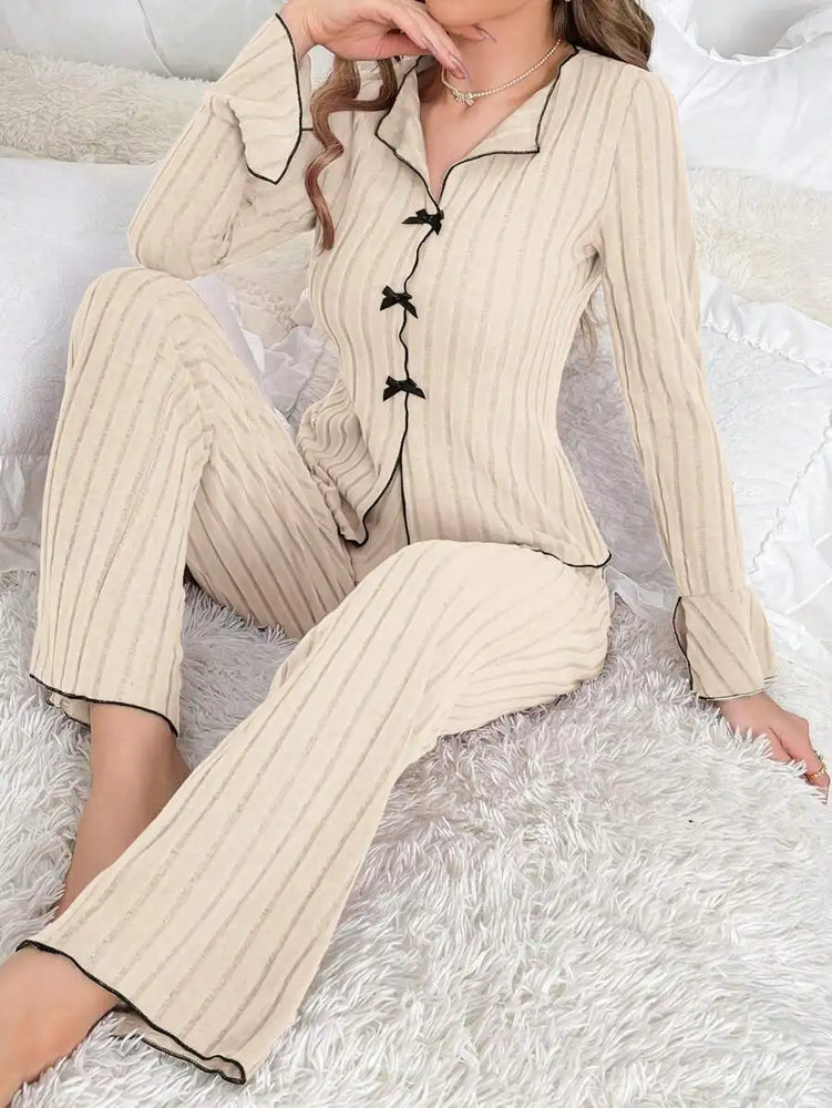 Women’s Knit Pajama Set | Long Sleeve & Ankle Length Pants