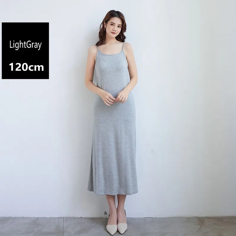 Elegant Modal Full Slip Dress Sleeveless Camisole Inner Dress