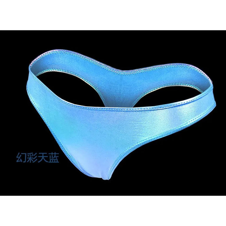 Glossy Gradient Bikini Thongs – Low-Rise Vibrant Swim & Beach G-Strings