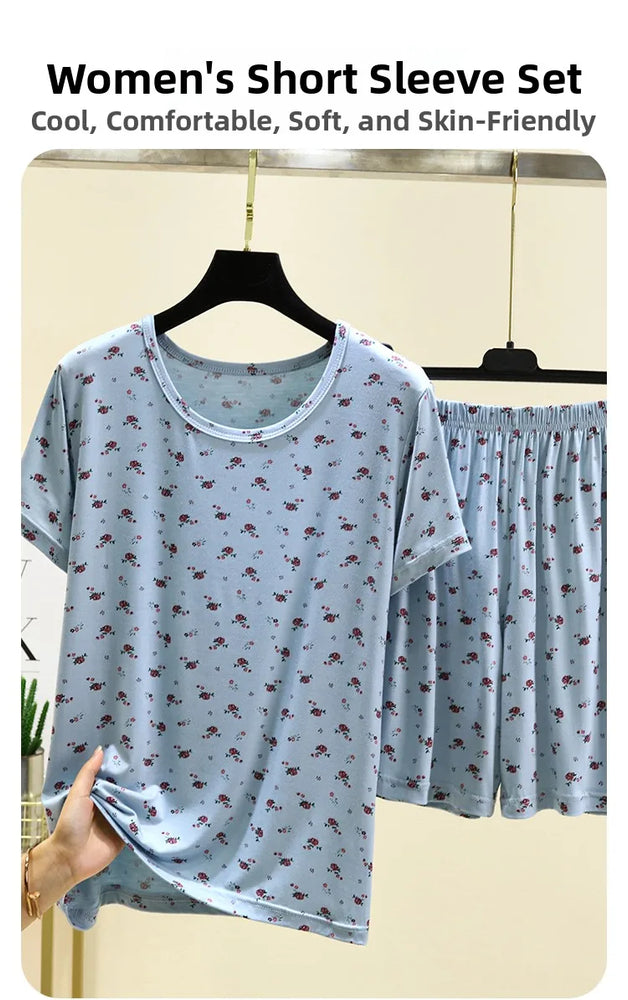 Women’s Modal Floral Pajama Set | Short Sleeve & Shorts