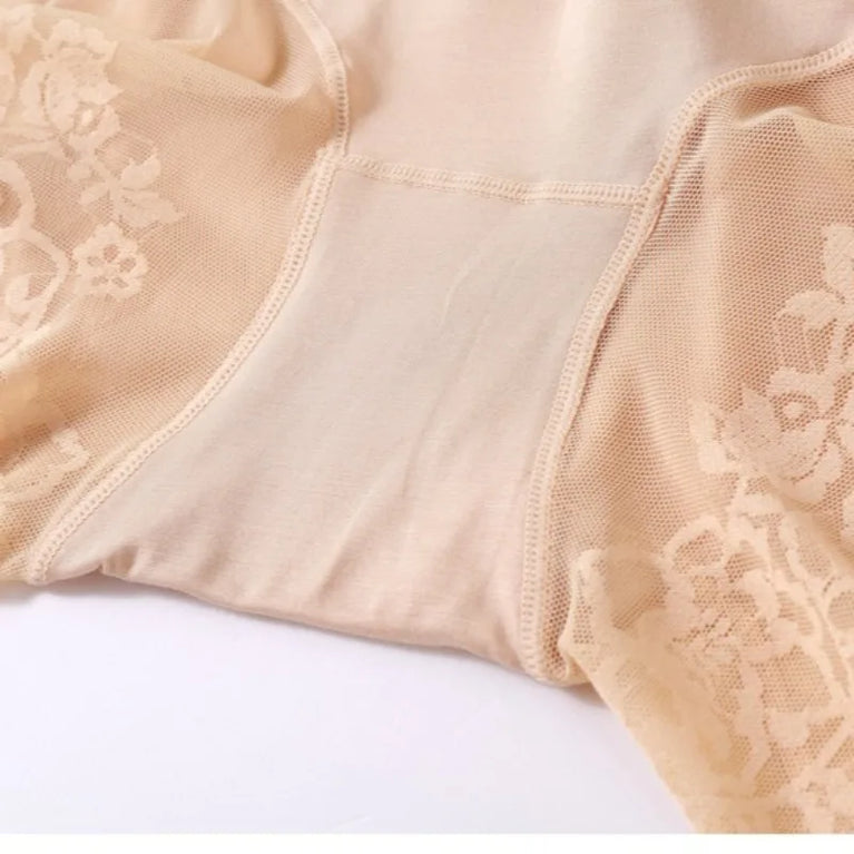 Summer Anti-Peek High-Waist Briefs – Modal Lace-Trimmed Plus Size Shapewear