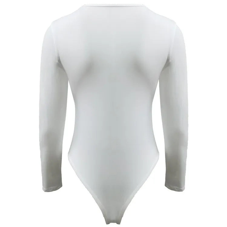 High-Stretch Long Sleeve Bodysuit | All-Season Bodycon Jumpsuit