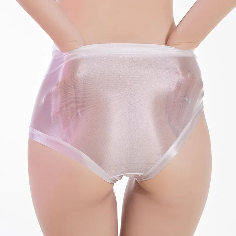 Oil Glossy Sheer High-Waist Briefs – Sexy Ultra-Thin Yoga & Beachwear Panties