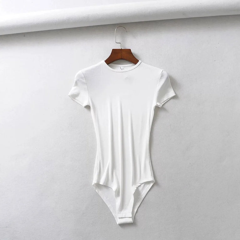 Button-Detail Short Sleeve Bodysuit | Sexy Slim-Fit Summer Romper