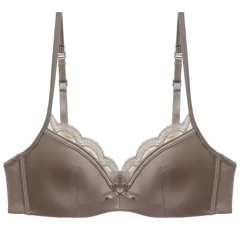Satin Seamless V-Bra | Wireless Lace Push-Up Bralette