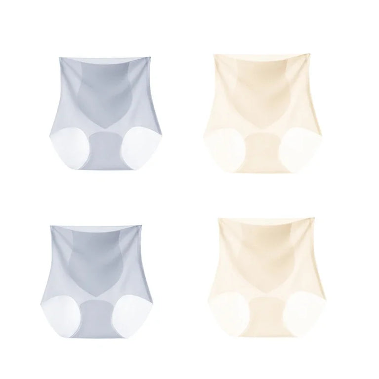 4pc Seamless Ice Silk Briefs | High-Waist Quick-Dry Panties