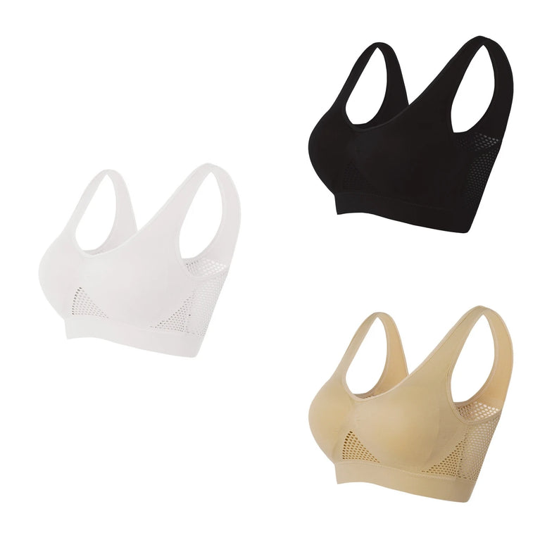 3PCS Seamless Sports Bra | Hollow-Out Breathable Plus Size