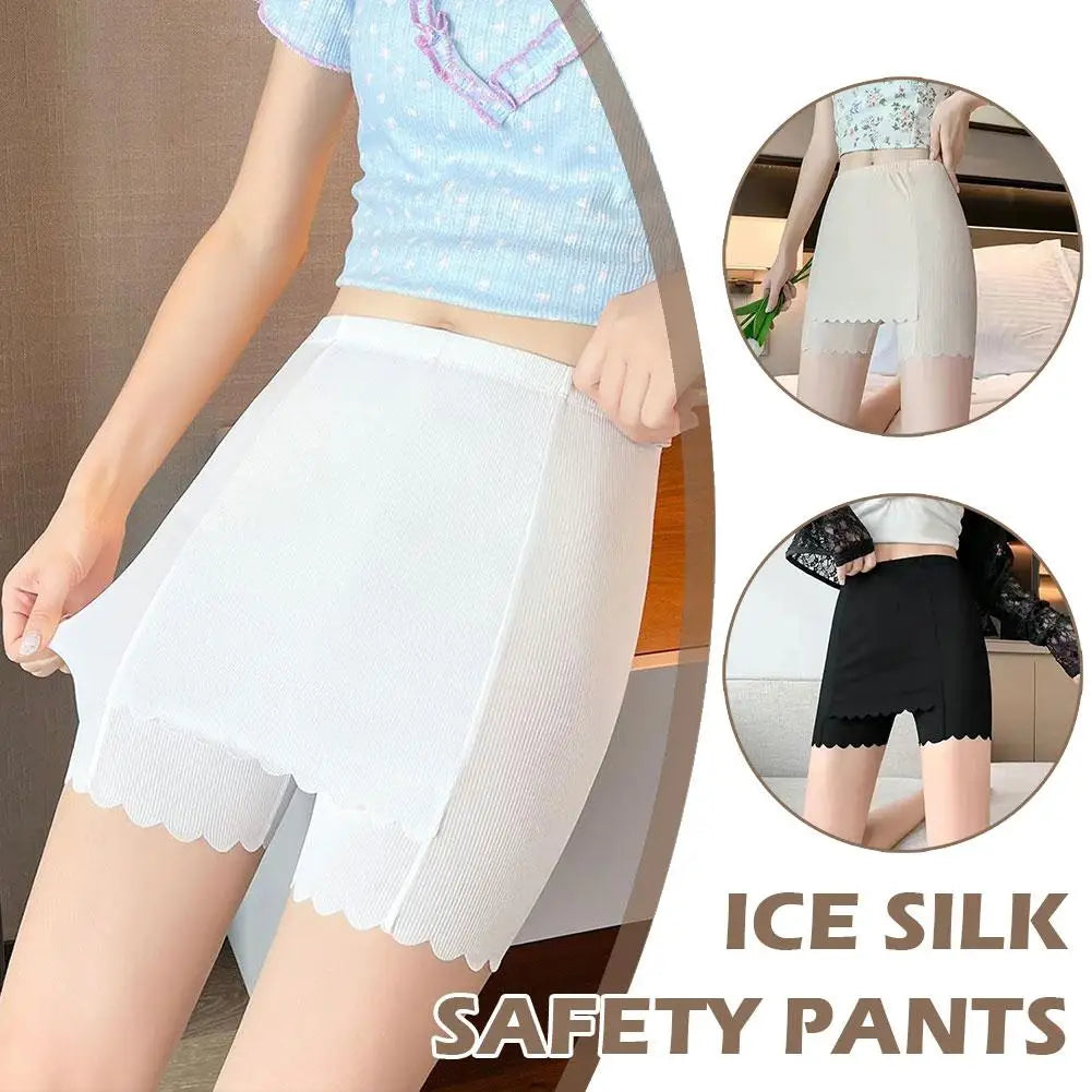 Ice Silk Seamless Safety Shorts | Double-Layer Summer Bloomers