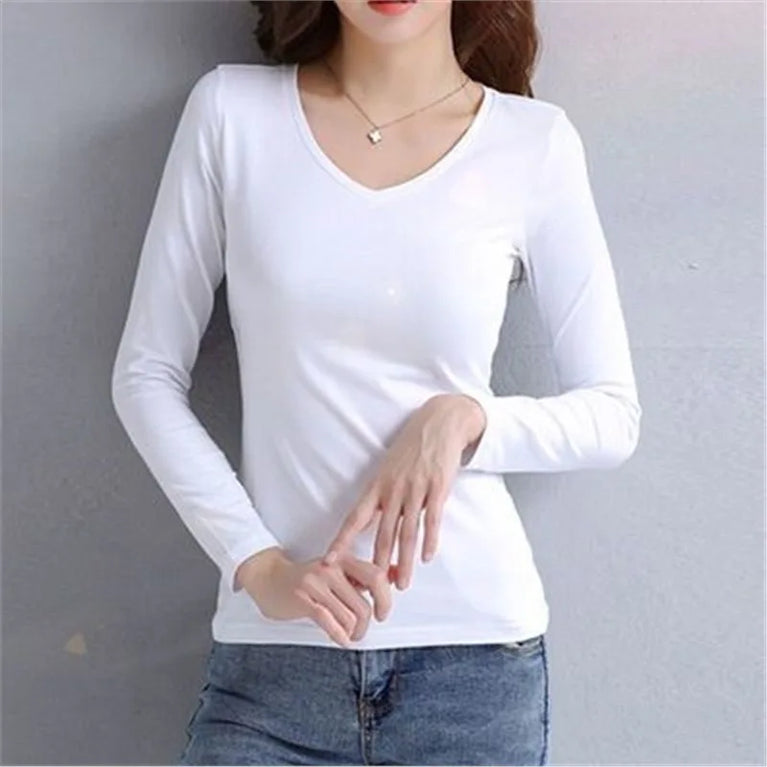 2-Pack Women’s V-Neck Thermal Tops | Slim-Fit Autumn Layer